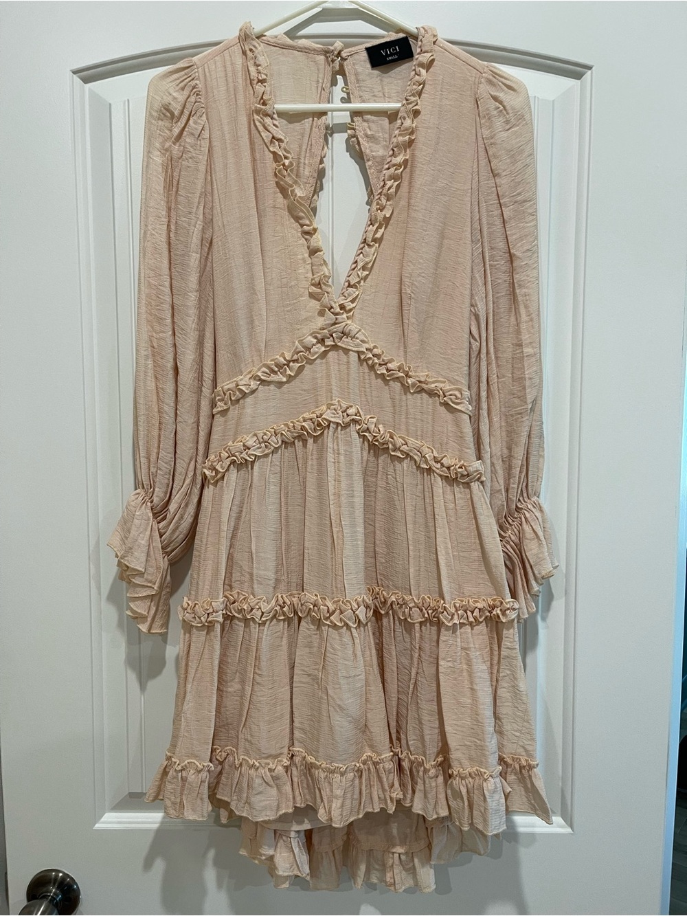 Vici Blush Ruffle Tiered Mini Dress